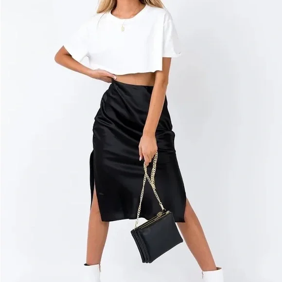 Princess Polly Black Midi Slip Skirt - Picture 3 of 10